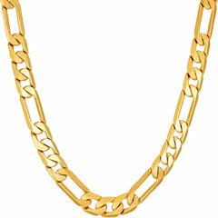 Gold Plated 6.5mm Bevelled Figaro Chain Necklaces
