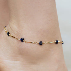 Gold Plated Blue Hearts Anklet