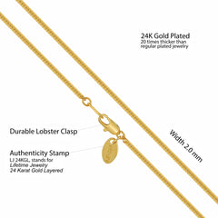 Gold PlatedCrushed Herringbone Chain Necklace