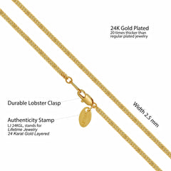 Gold PlatedCrushed Herringbone Chain Necklace