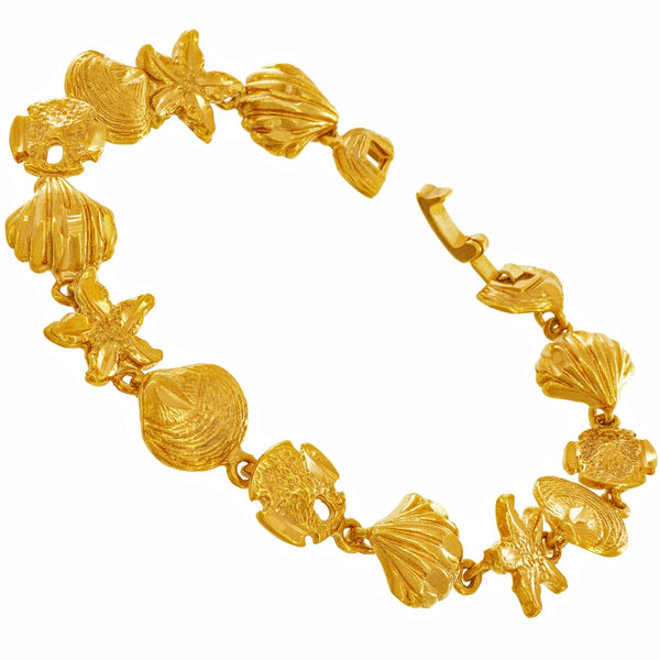 Gold Plated Diamond Cut Beach Charm Bracelet