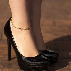 Gold Plated Diamond Cut Star Link Anklet