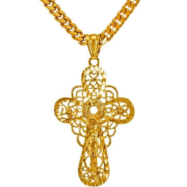 Gold Plated Extra Large Filigree Crucifix