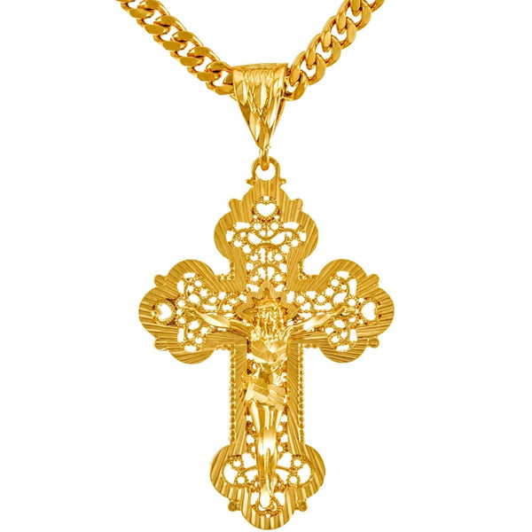 Gold Plated Extra Large Filigree Crucifix