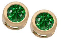 Gold Plated Cubic Zirconia Button Birthstone Stud Earrings