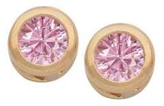 Gold Plated Cubic Zirconia Button Birthstone Stud Earrings