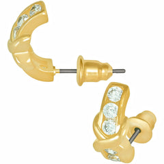 Gold Plated Hugs & Kisses Cubic Zirconia Stud Earrings 24k Gold Plated