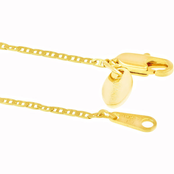 Gold Plated 1.4mm Flat Mariner Link Anklet