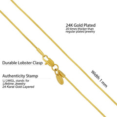Gold plated 1mm Box Chain Necklace
