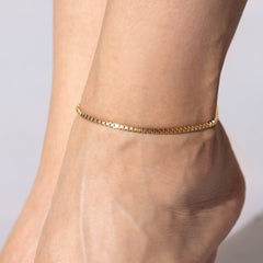 Gold Plated 2.3mm Box Chain Anklet