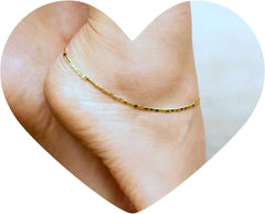 Gold Plated Flat Mariner Link Chain Anklet, 2.5mm