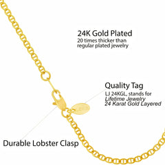 Gold Plated 2.6mm Mariner Anklet