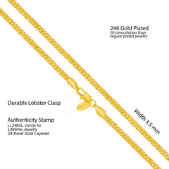 Gold Plated 3.5mm Franco Chain Necklace