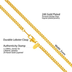 Gold Plated Necklace 3mm Curb Link Chain