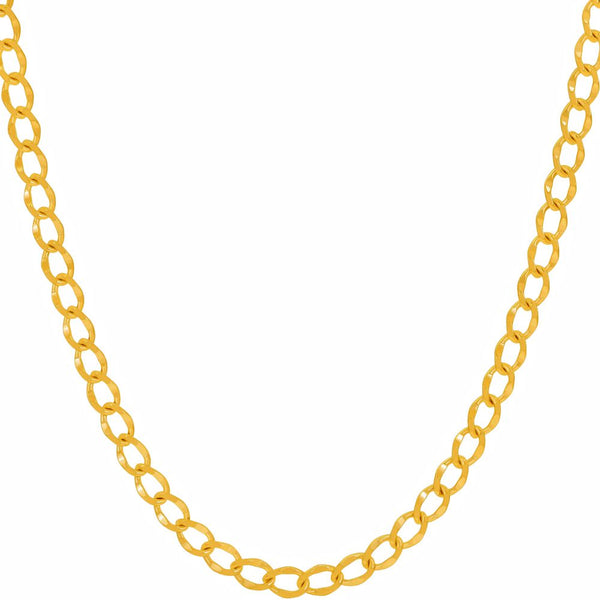 Gold Plated 4mm Diamond Cut Curb Link Chain Necklace