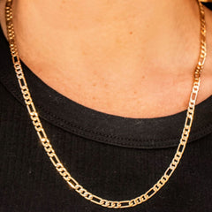 Gold Plated 4mm Flat Figaro Chain Necklace