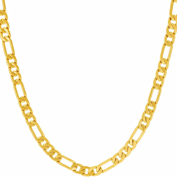 Gold Plated 4mm Flat Figaro Chain Necklace