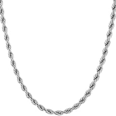 Gold Plated 4mm Rope Chain (Rhodium)