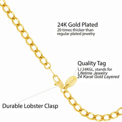 Gold Plated 4mm Diamond Cut Curb Link Anklet