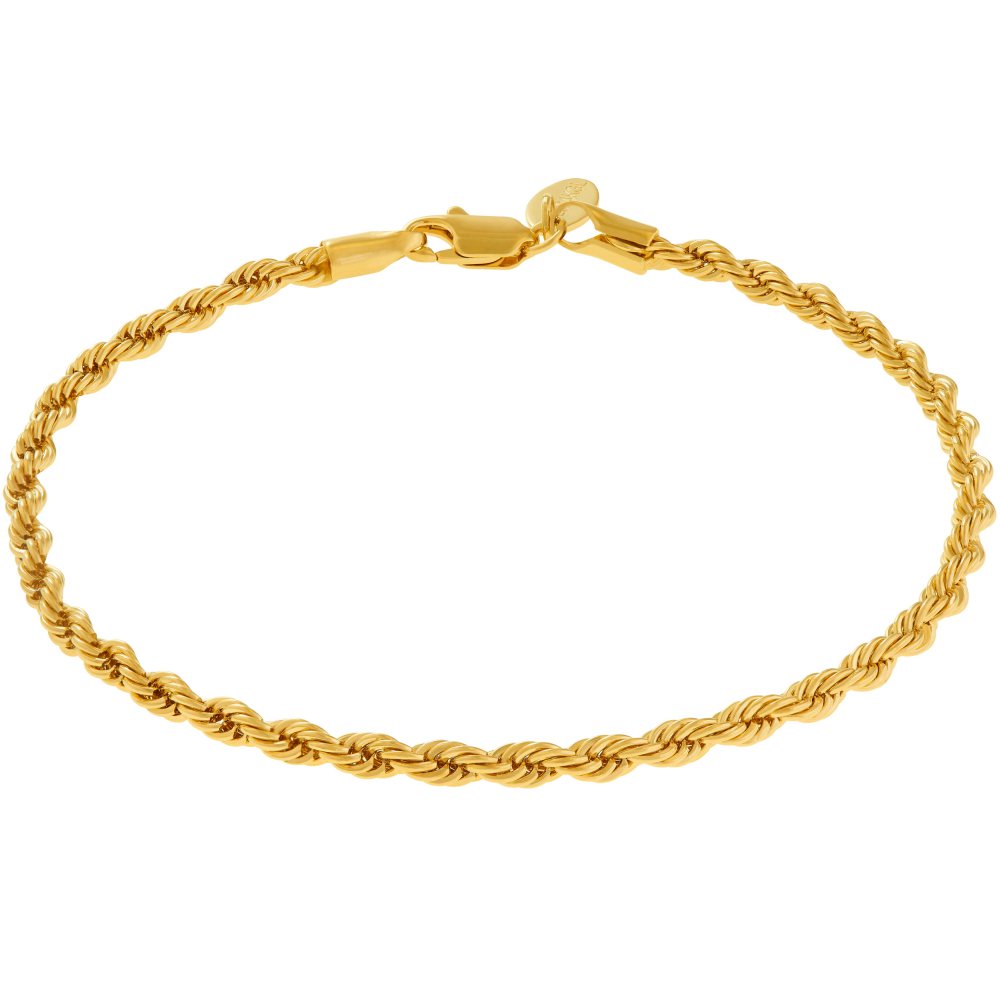 Lifetime Jewelry Gold Chain for Men & Women [ 5mm Rope Chain ] 20X More 24 Karat Plating Than Other Necklace Chain - The Look & Feel of Solid Gold 