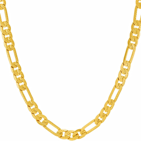 Gold Plated 5mm Crushed Figaro Chain Necklace