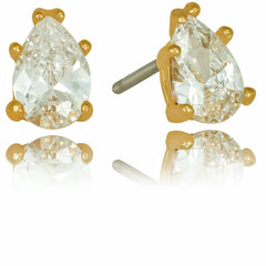 Gold Plated 5mm Cubic Zirconia Teardrop Stud Earrings