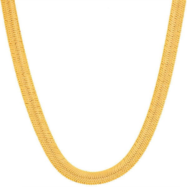 Gold Plated 5mm Herringbone Chain Necklace