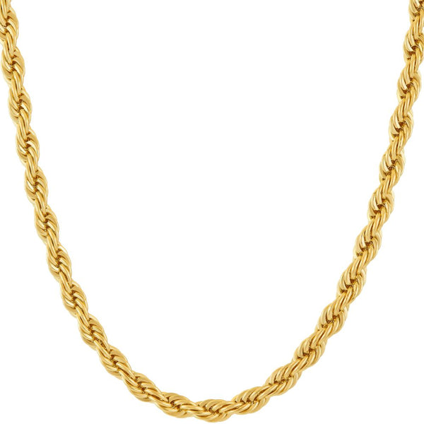 Gold Plated 5mm Rope Chain Necklace