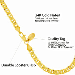 Gold Plated 5mm Mariner Link Anklet