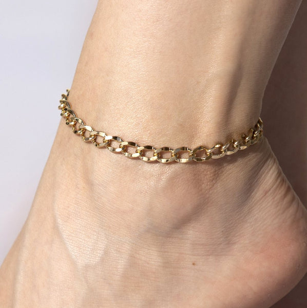 Gold Plated 5mm Open Link Anklet