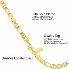 Gold Plated 6mm Figaro Mariner Link Anklet