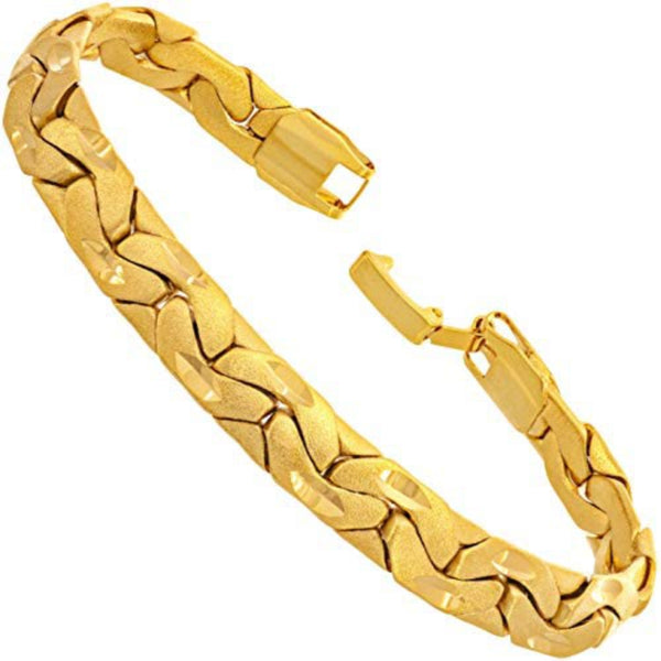 Gold Plated 7.5mm Brushed Riccio Bracelet