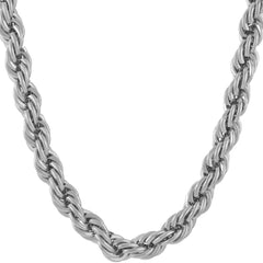 7mm Rope Chain Rhodium (White Gold)