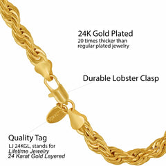 Gold Plated 7mm Rope Bracelet