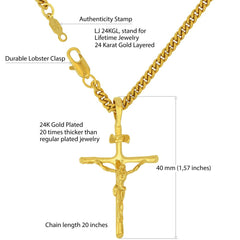 Gold Plated Classic Jesus Crucifix (with or without Pendant Chain)