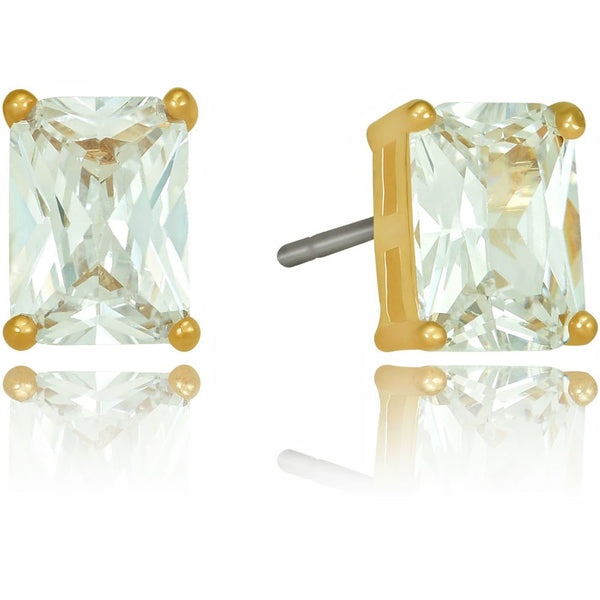 Gold Plated Cubic Zirconia Cube Stud Earrings