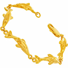 Gold Plated Dolphin Link Charm Bracelet