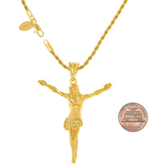 Gold Plated Jesus Pendant Necklace with Cubic Zirconia