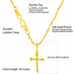 Gold Plated Nugget Cross Necklace