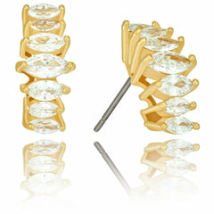 Gold Plated “Stacked Diamonds” Cubic Zirconia Stud Earrings