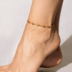 Gold Plated Solid Heart Link Anklet