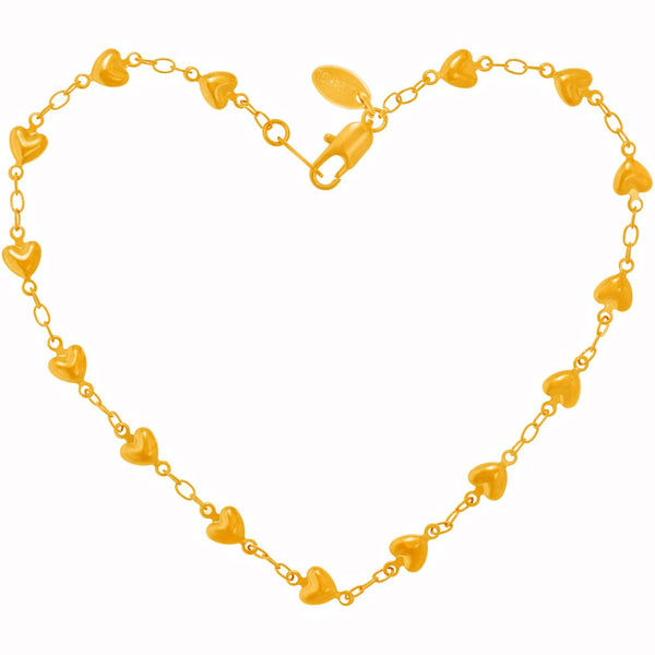 Gold Plated Solid Heart Link Anklet
