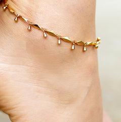 Gold Plated Teardrop Anklet