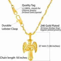 Gold Plated Guardian Angel Pendant Necklace