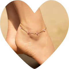 Gold Plated Pink Hearts Anklet