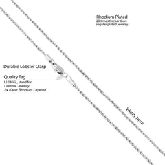 1mm Rope Chain Rhodium
