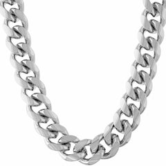 White Gold plated 11mm Cuban Link Chain (Rhodium)