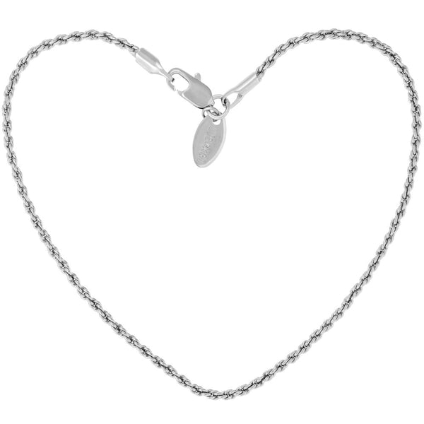 1mm Rope Chain Anklet (in White Gold)