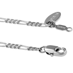 2.5mm Figaro Chain Anklet, Rhodium (white gold look)