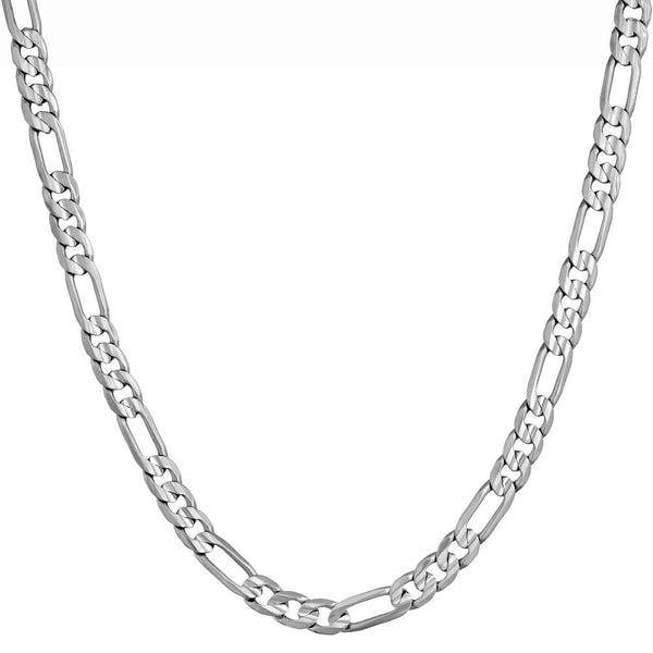 4mm Figaro Necklace (White Gold Look)